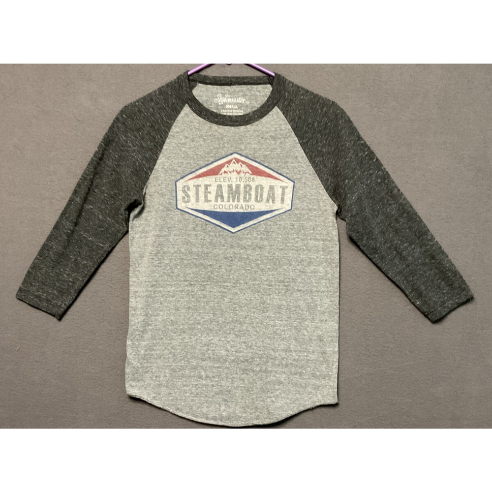 Steamboat Colorado Women’s Small 3/4 Sleeve Raglan Tee Mountain Graphic